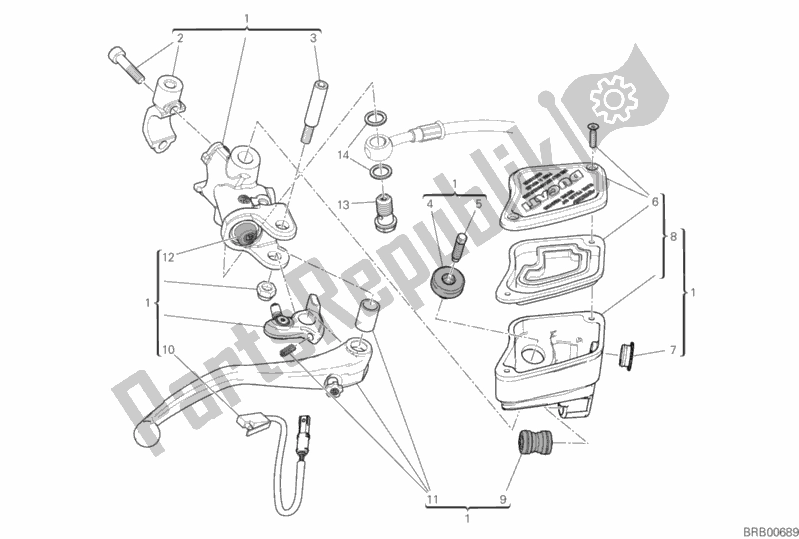 Todas as partes de Bomba De Freio Dianteiro do Ducati Diavel 1260 Thailand 2020